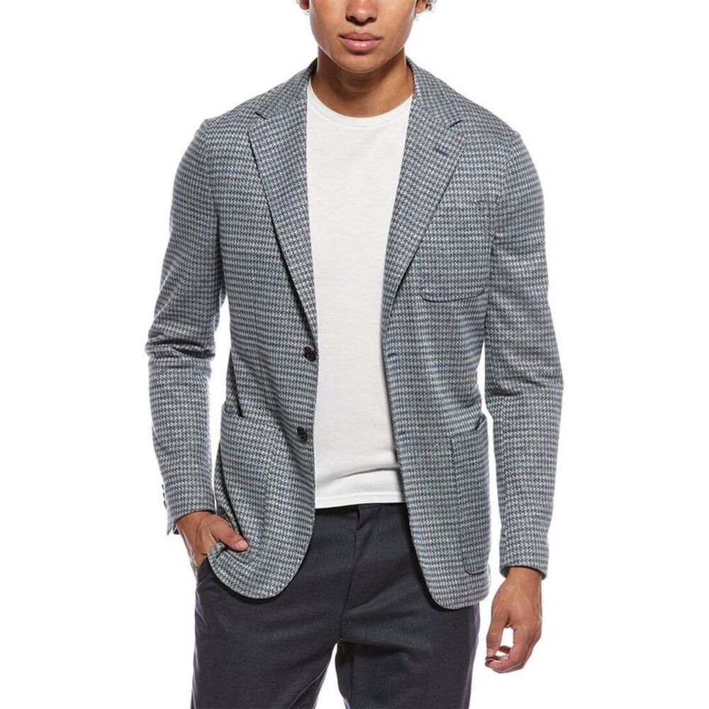 Canali Mens Linen-Blend Blazer, Blue